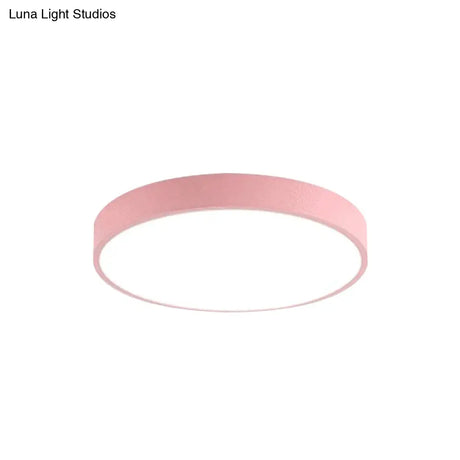 Modern Kids Bedroom Ceiling Light: Acrylic Round Flush Mount Pink / 12 Warm