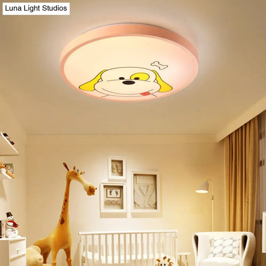 Modern Kindergarten Circular Ceiling Light: Acrylic Flush Mount Fixture Orange / Warm