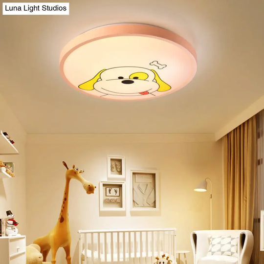 Modern Kindergarten Circular Ceiling Light: Acrylic Flush Mount Fixture Orange / Warm