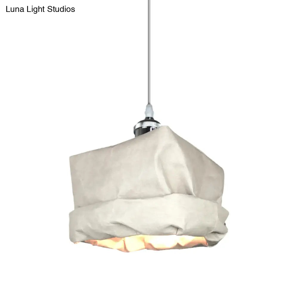 Modern Kraft Paper Pendant Light - Sleek Sack Shape White Ceiling Suspension Lamp