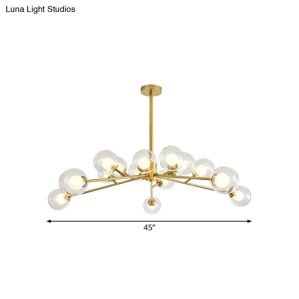 Modern Large Chandelier: 15/18 Lights Restaurant Hotel Branch Metal Black/Gold Hanging Lamp