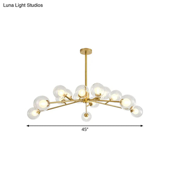 Modern Large Chandelier: 15/18 Lights Restaurant Hotel Branch Metal Black/Gold Hanging Lamp