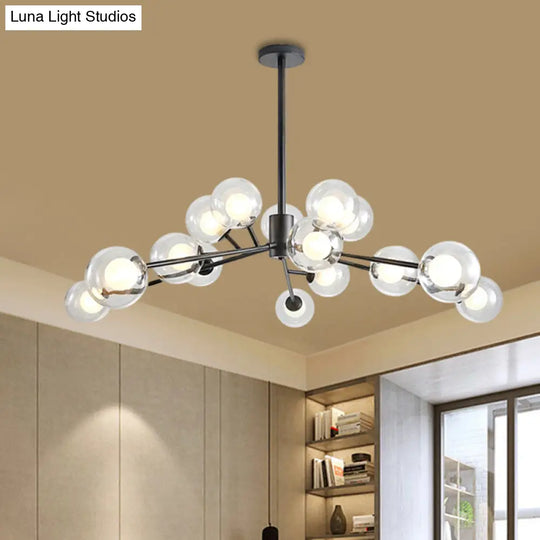 Modern Large Chandelier: 15/18 Lights Restaurant Hotel Branch Metal Black/Gold Hanging Lamp