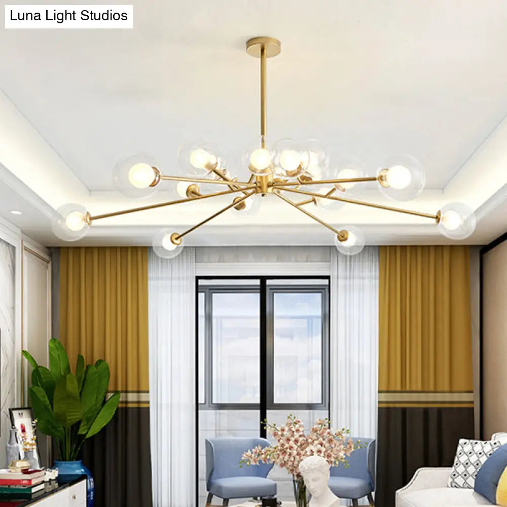 Modern Large Chandelier: 15/18 Lights Restaurant Hotel Branch Metal Black/Gold Hanging Lamp