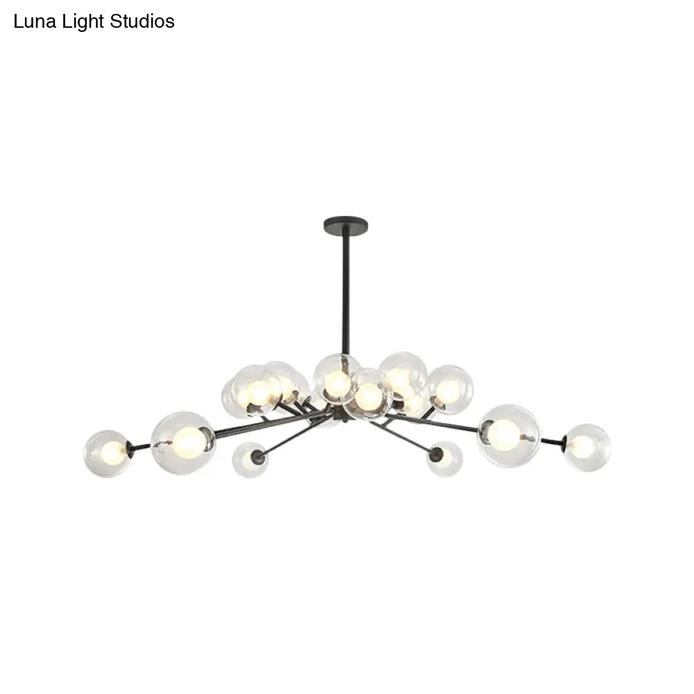 Modern Large Chandelier: 15/18 Lights Restaurant Hotel Branch Metal Black/Gold Hanging Lamp