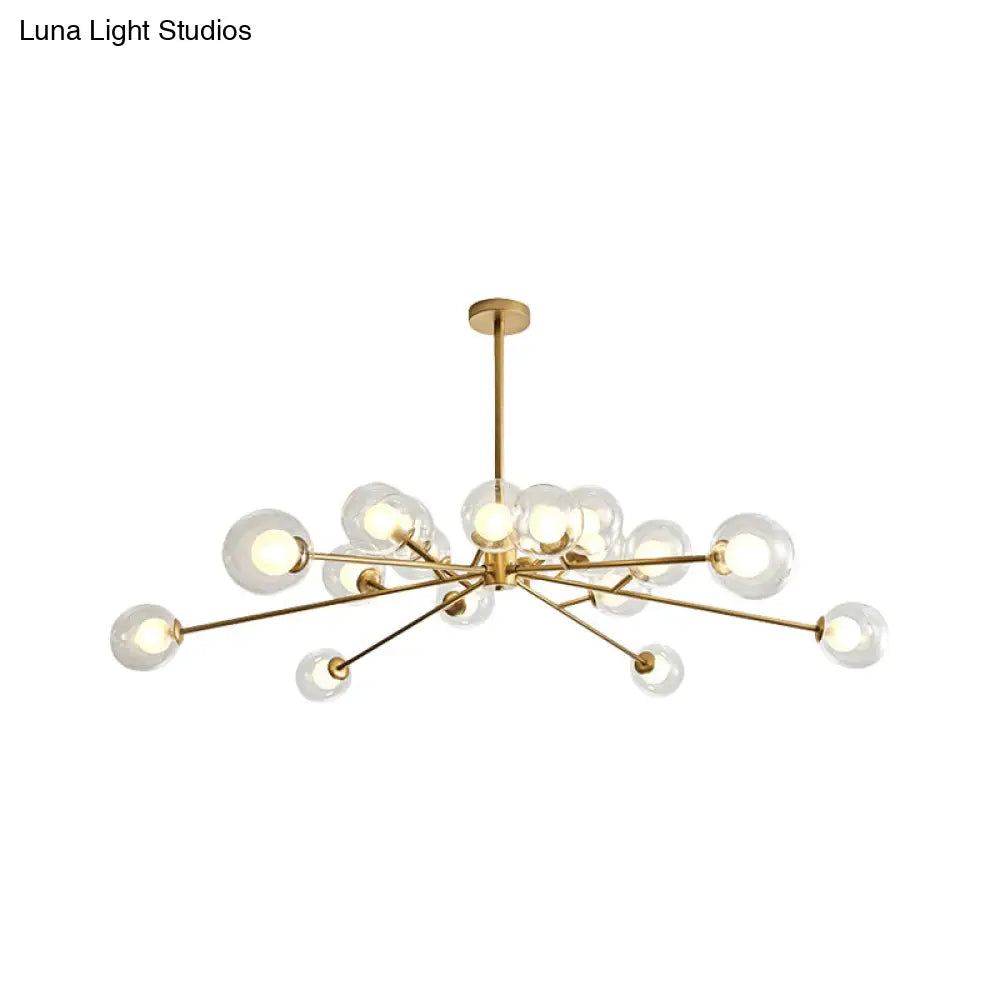 Modern Large Chandelier: 15/18 Lights Restaurant Hotel Branch Metal Black/Gold Hanging Lamp