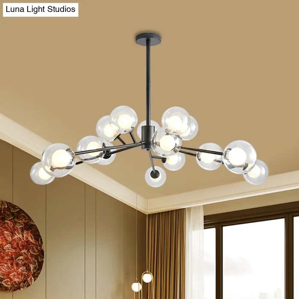 Modern Large Chandelier: 15/18 Lights Restaurant Hotel Branch Metal Black/Gold Hanging Lamp