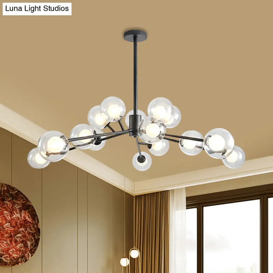Modern Large Chandelier: 15/18 Lights Restaurant Hotel Branch Metal Black/Gold Hanging Lamp