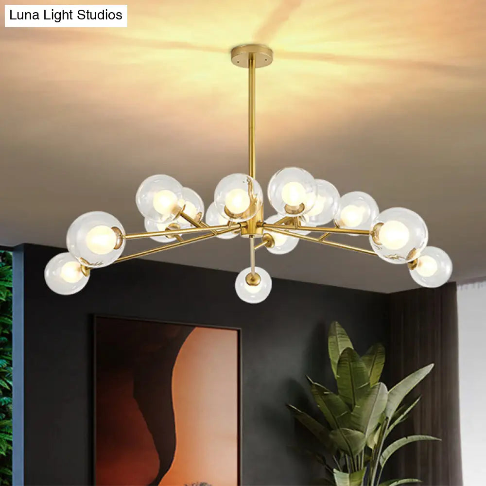 Modern Large Chandelier: 15/18 Lights Restaurant Hotel Branch Metal Black/Gold Hanging Lamp