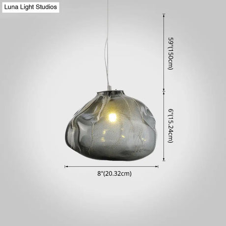 Modern Lattice Glass Ceiling Hanging Light Fixture For Restaurants - 1 Bun
