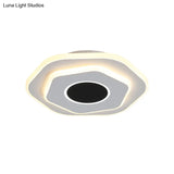 Modern Layered Hexagon Acrylic Led Ceiling Light Fixture With Warm/White Glow