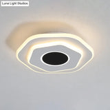Modern Layered Hexagon Acrylic Led Ceiling Light Fixture With Warm/White Glow
