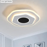Modern Layered Hexagon Acrylic Led Ceiling Light Fixture With Warm/White Glow