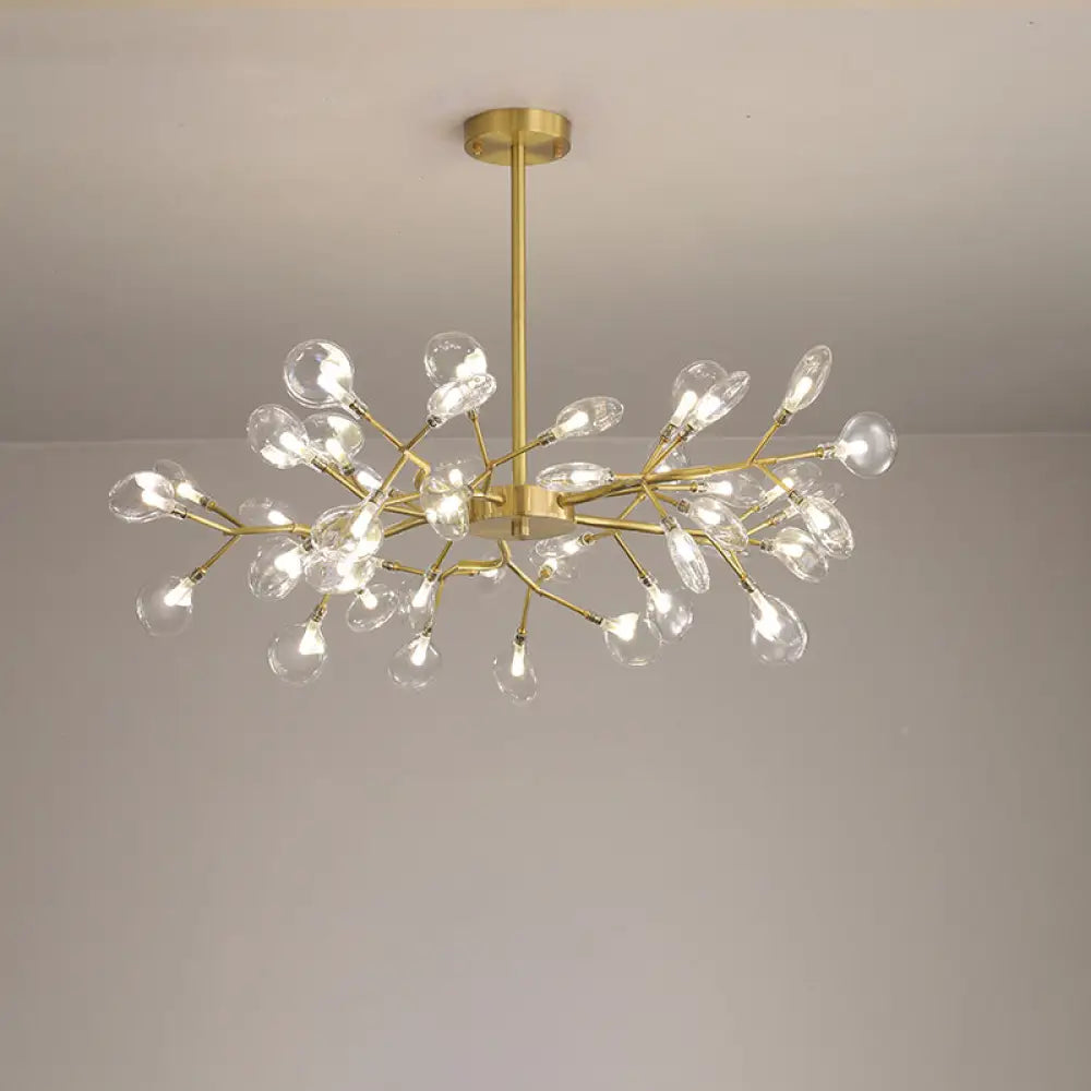 Modern Leaf-Shaped Brass Pendant Chandelier With Led Lighting 45 / Clear
