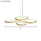 Modern Led Acrylic Chandelier Pendant - White/Gold Floral Ceiling Light Fixture Warm/White 19/23/29