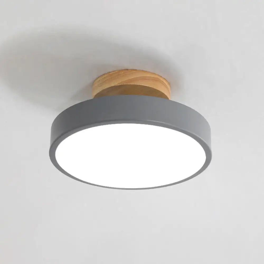 Modern Led Acrylic Circle Flush Mount Ceiling Light Fixture Grey
