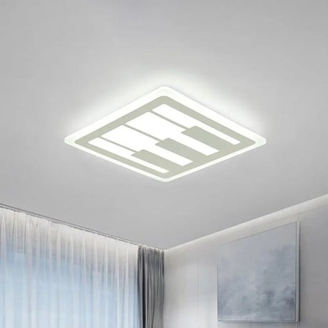 Modern Led Acrylic Flush Ceiling Light - Piano Design White Mount Lighting Warm/White / Warm
