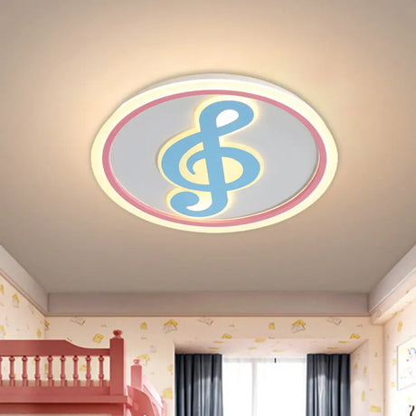 Modern Led Acrylic Flush Light - Blue Music Note Shaped Ceiling Lamp In White/Warm / White A