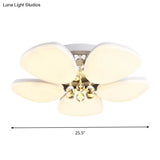 Modern Led Acrylic Flush Mount Ceiling Light With Crystal Ball – White Blossom Design