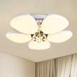 Modern Led Acrylic Flush Mount Ceiling Light With Crystal Ball – White Blossom Design