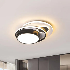 Modern Led Acrylic Flush Mount Lamp Black & White Bedroom Light Fixture Black - White