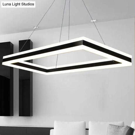 Modern Led Acrylic Rectangular Ceiling Light Chandelier Pendant In Black With Warm/White Option