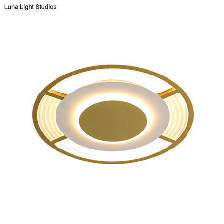 Modern Led Acrylic Round Close To Ceiling Lamp In Black/Gold - Flush Mount With 3 Color Light