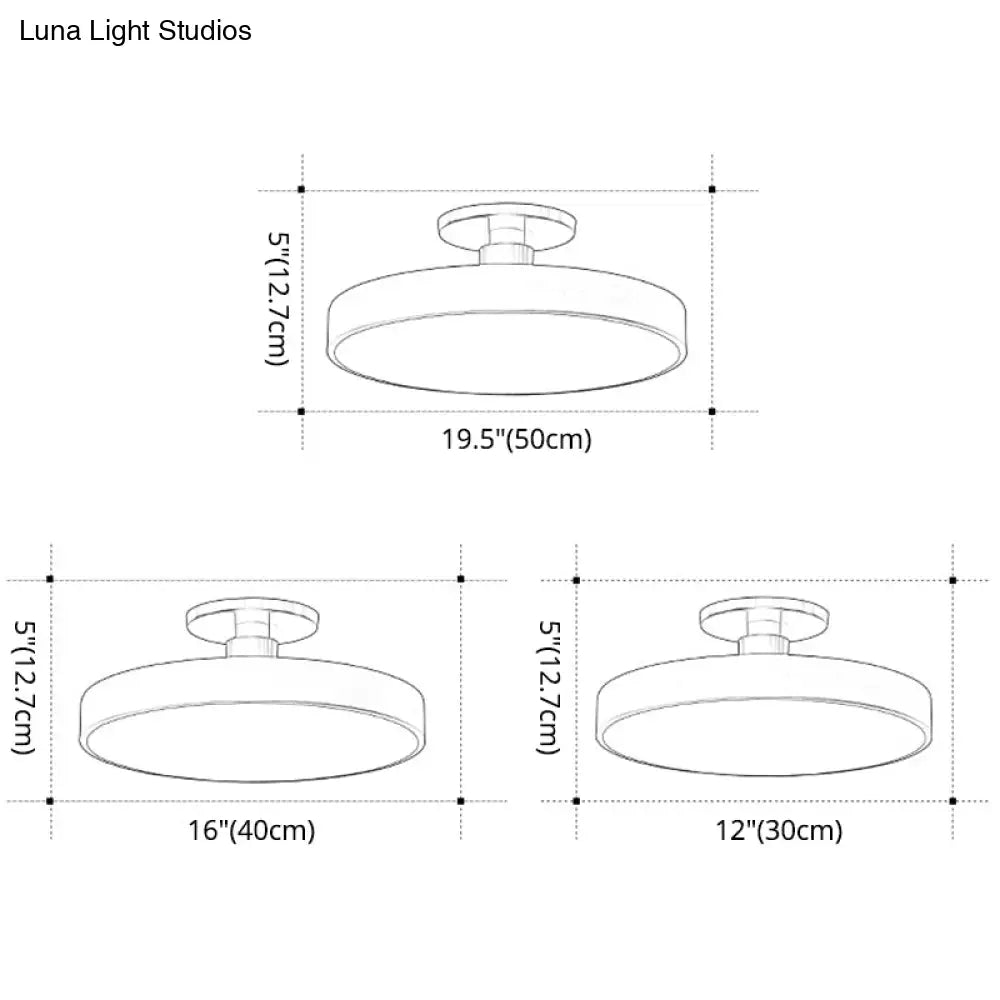 Modern Led Acrylic Semi Flush Mount Ceiling Light Fixture With Circular Ring Design