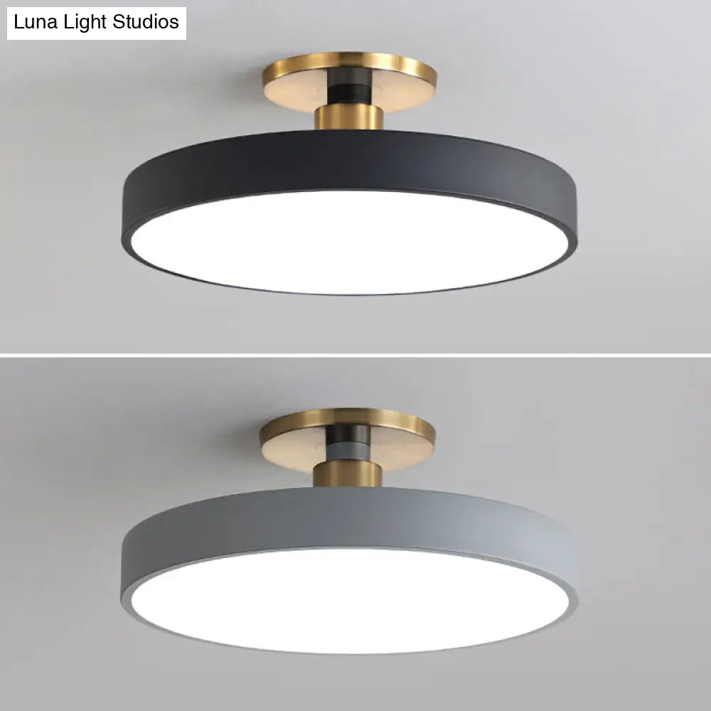 Modern Led Acrylic Semi Flush Mount Ceiling Light Fixture With Circular Ring Design