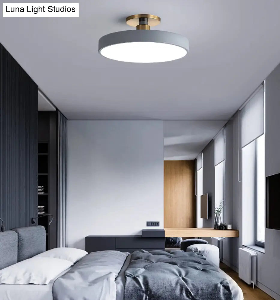 Modern Led Acrylic Semi Flush Mount Ceiling Light Fixture With Circular Ring Design