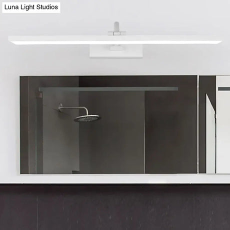 Modern Led Acrylic Wall Mounted Vanity Sconce With Curved Arm White Rectangle Lighting For Bathroom