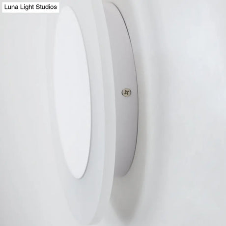 Modern Led Acrylic Wall Sconce Halo Ring White Lighting Fixture In Warm/White Light