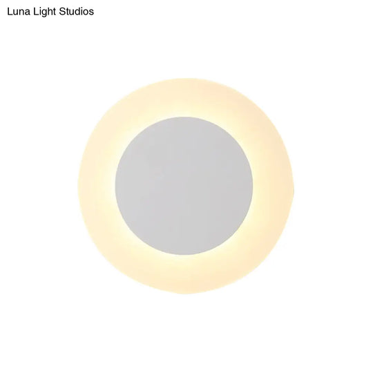Modern Led Acrylic Wall Sconce Halo Ring White Lighting Fixture In Warm/White Light
