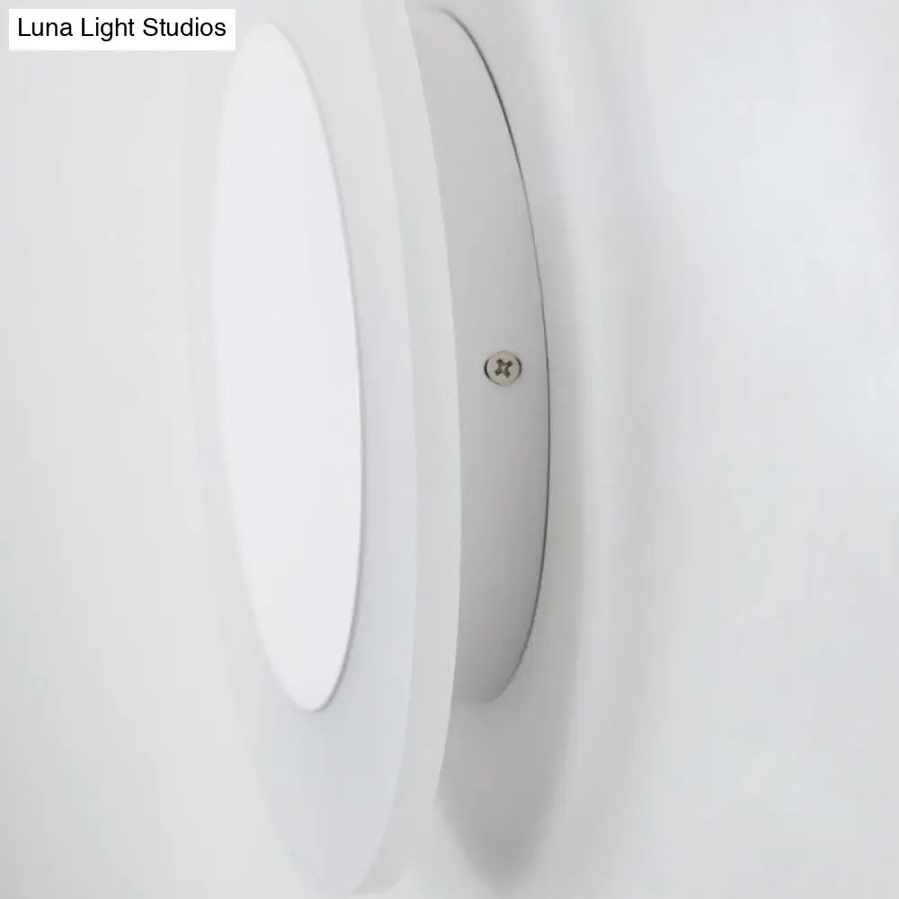 Modern Led Acrylic Wall Sconce Halo Ring White Lighting Fixture In Warm/White Light