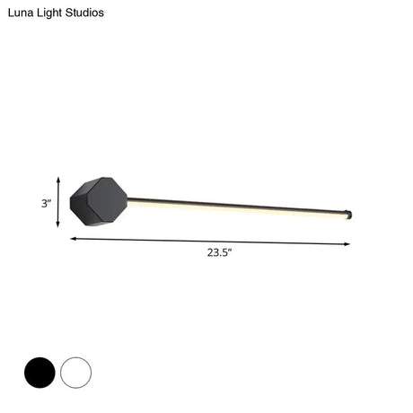 Modern Led Bathroom Sconce With Sleek Black/White Finish Slim Linear Acrylic Shade - 16/23.5 Long