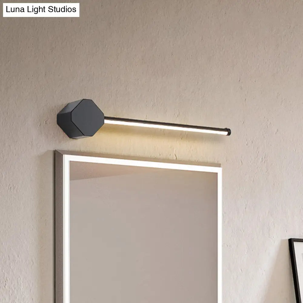 Modern Led Bathroom Sconce With Sleek Black/White Finish Slim Linear Acrylic Shade - 16/23.5 Long