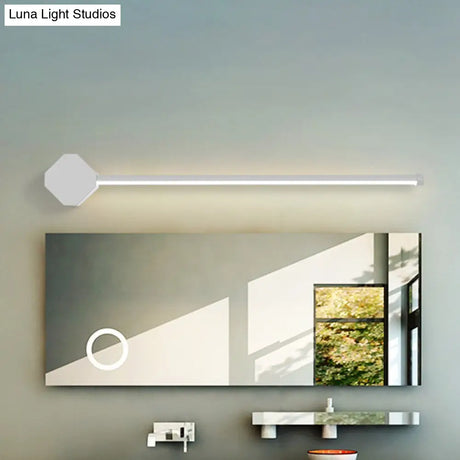 Modern Led Bathroom Sconce With Sleek Black/White Finish Slim Linear Acrylic Shade - 16/23.5 Long