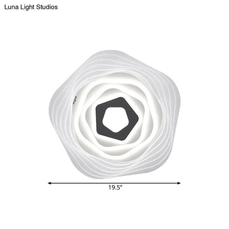 Modern Led Bedroom Ceiling Light: Simplicity White Flush Mount With Acrylic Stacked Shade