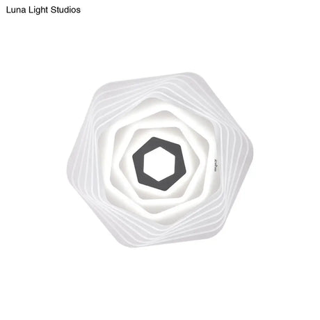 Modern Led Bedroom Ceiling Light: Simplicity White Flush Mount With Acrylic Stacked Shade