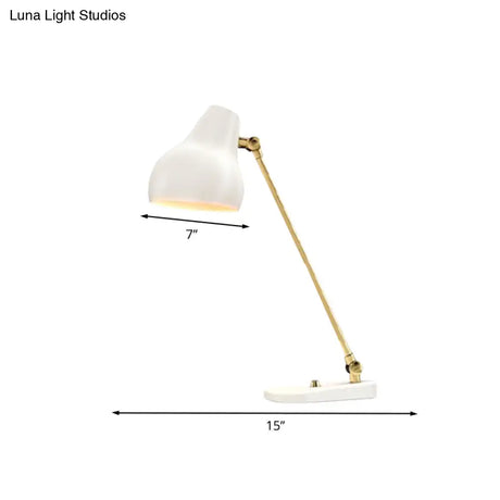 Modern Led Bedside Table Lamp In White And Gold - Rotatable Reading Light