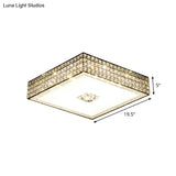 Modern Led Black Ceiling Mounted Lamp For Bedroom - K9 Crystal Square Flush Lighting
