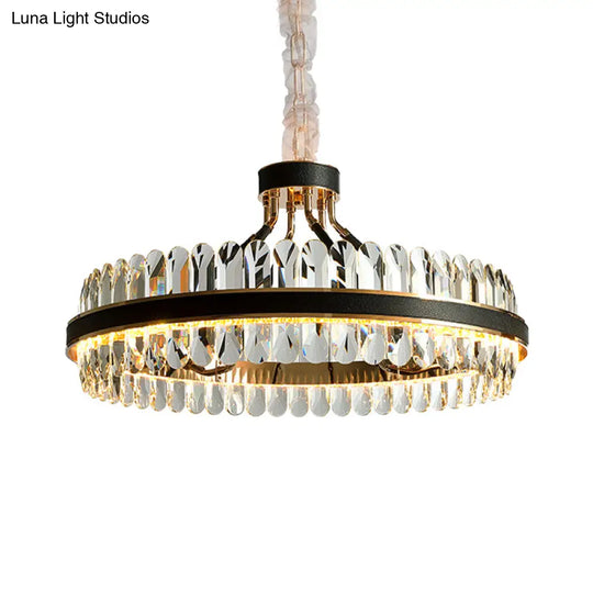 Modern Led Black Crystal Chandelier For Living Room - Stylish Pendant Lighting Fixture
