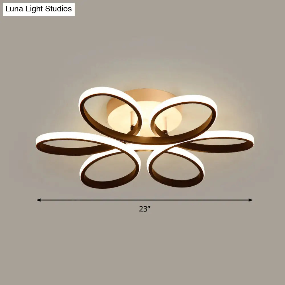 Modern Led Black Floral Metal Flush Light For Bedroom Ceiling / 23’ Third Gear