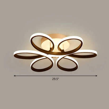 Modern Led Black Floral Metal Flush Light For Bedroom Ceiling / 29.5’ Third Gear