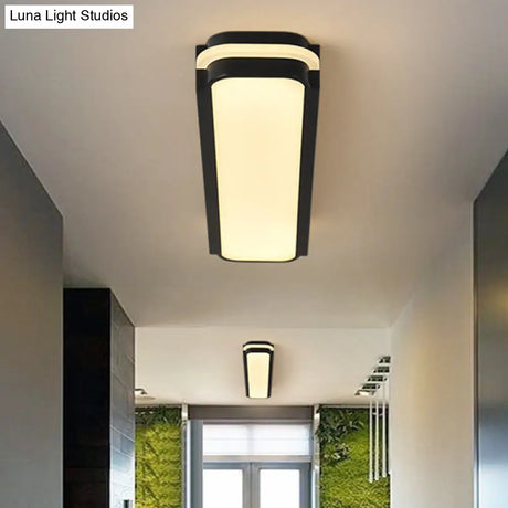 Modern Led Black Flushmount Ceiling Light Fixture - Metallic Rectangle 19/27/34.5 Long White/Warm /