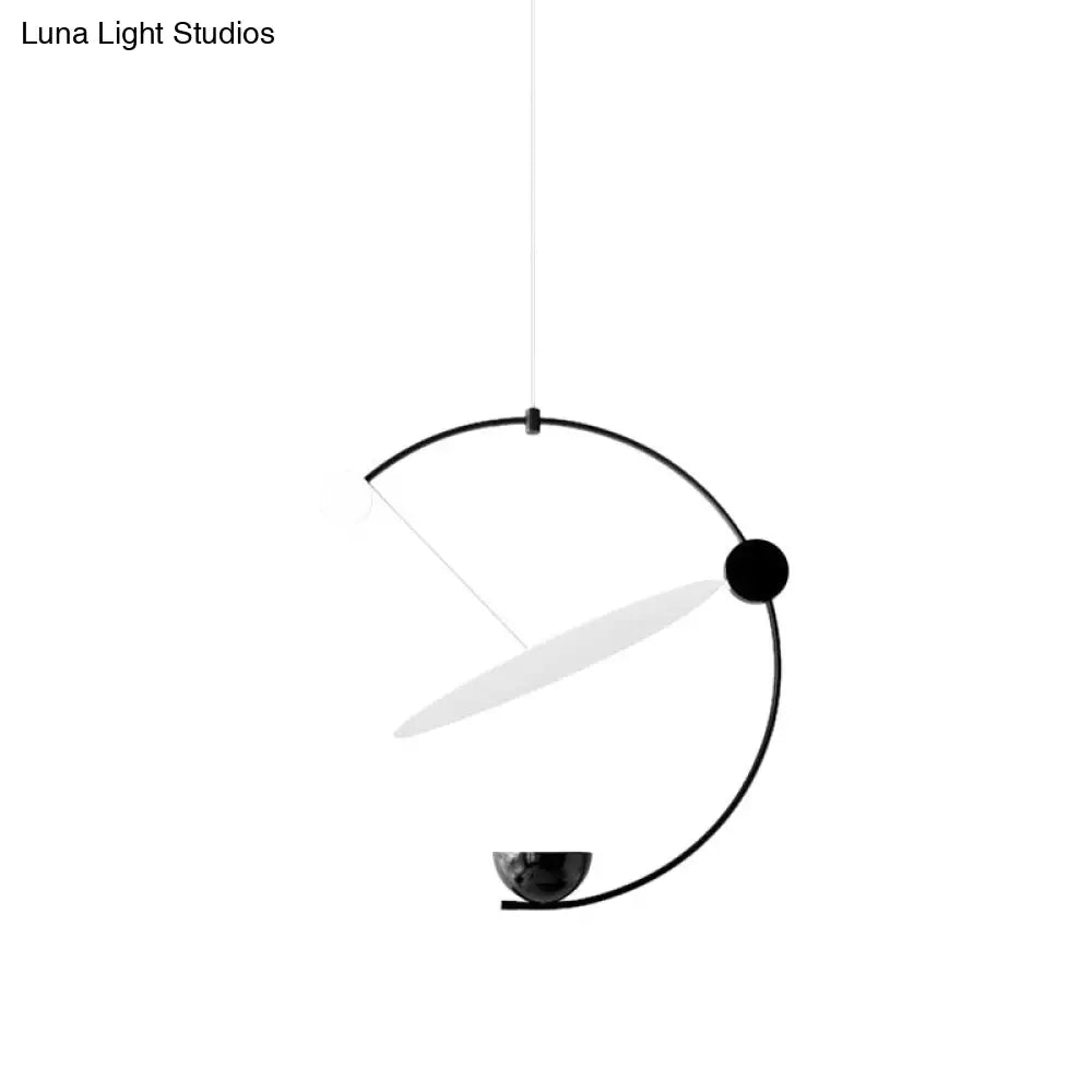 Modern Led Black Orbit Pendant Chandelier Minimalist Design Super Thin Acrylic Hanging Light