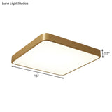 Modern Led Brass Ceiling Light Fixture For Bedroom - Square/Round Metallic Flush Mount