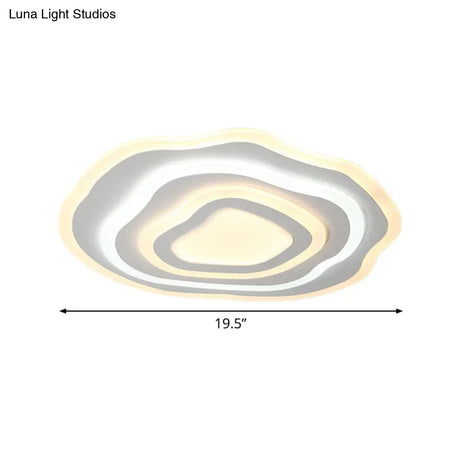 Modern Led Ceiling Lamp: 19.5’/23.5’ Wide Acrylic White Flush Mount With Warm/White Light For Lounge