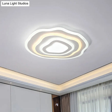 Modern Led Ceiling Lamp: 19.5’/23.5’ Wide Acrylic White Flush Mount With Warm/White Light For Lounge