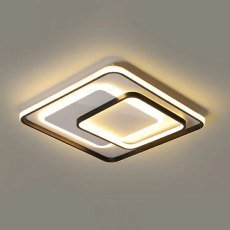 Modern Led Ceiling Lamp - Black Flush - Mount Light Fixture With Acrylic Shade / 20.5’ White